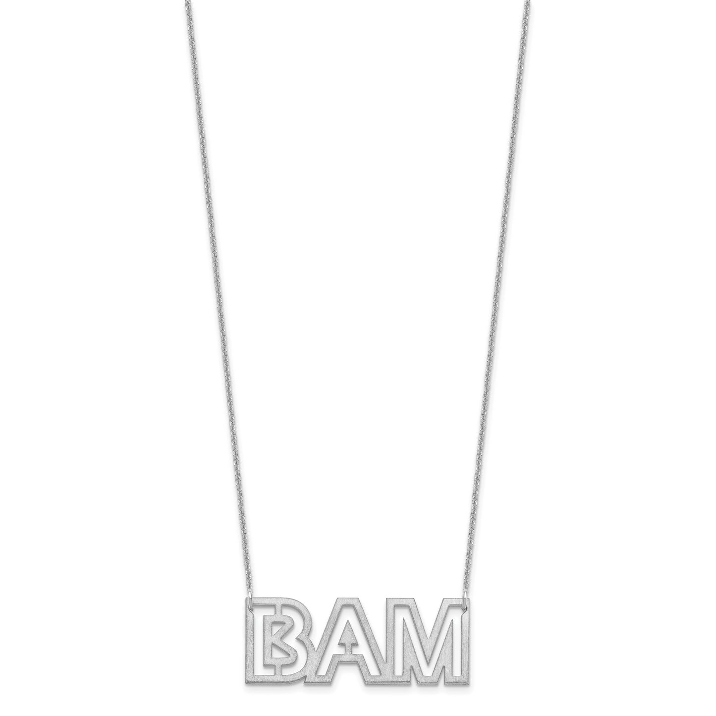14K White Gold Small Brushed 3 Letter Necklace