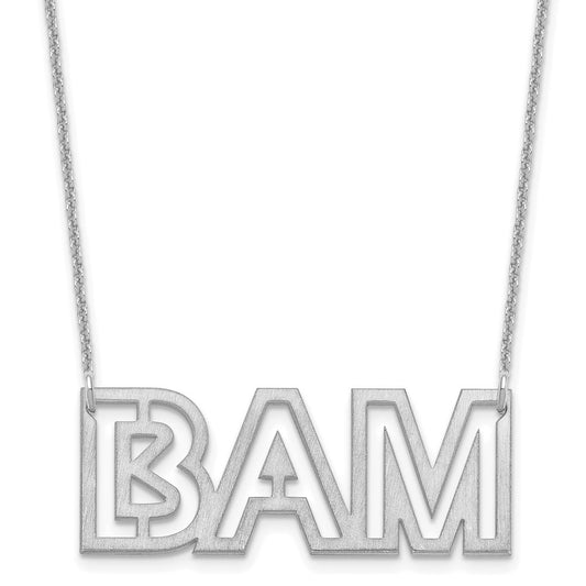 14K White Gold Small Brushed 3 Letter Necklace