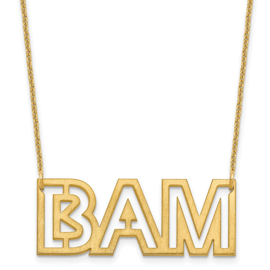 14K Yellow Gold Small Brushed 3 Letter Necklace
