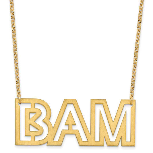 Sterling Silver Gold plated Large Brushed 3 Letter Necklace