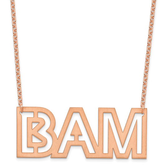 Sterling Silver Rose Gold plated Large Brushed 3 Letter Necklace