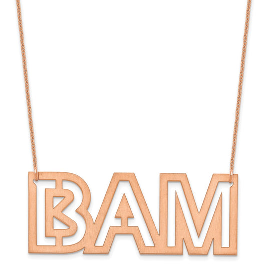 14K Rose Gold Large Brushed 3 Letter Necklace