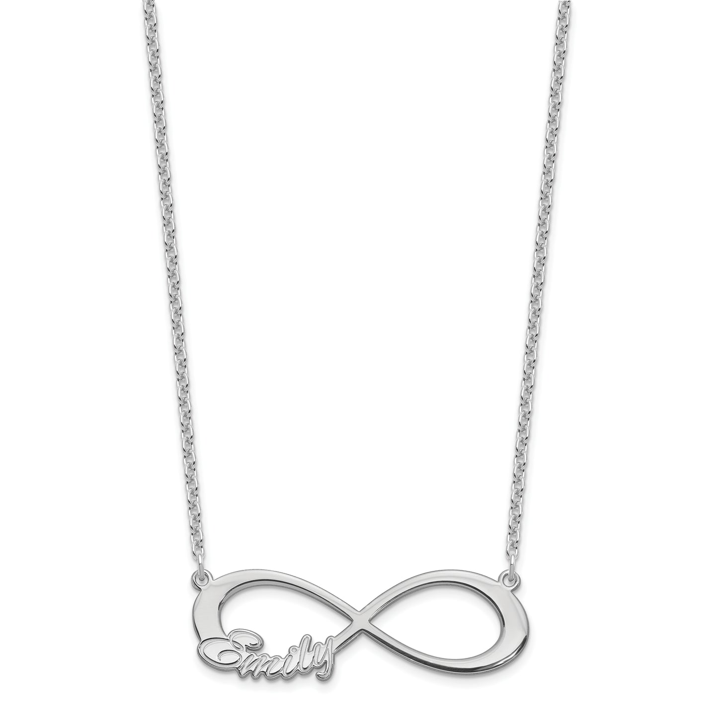 Sterling Silver Rhodium plated 1 Name Infinity Necklace