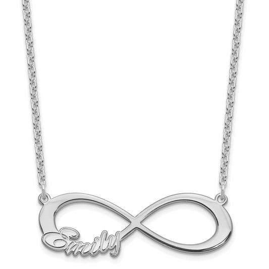 Sterling Silver Rhodium plated 1 Name Infinity Necklace