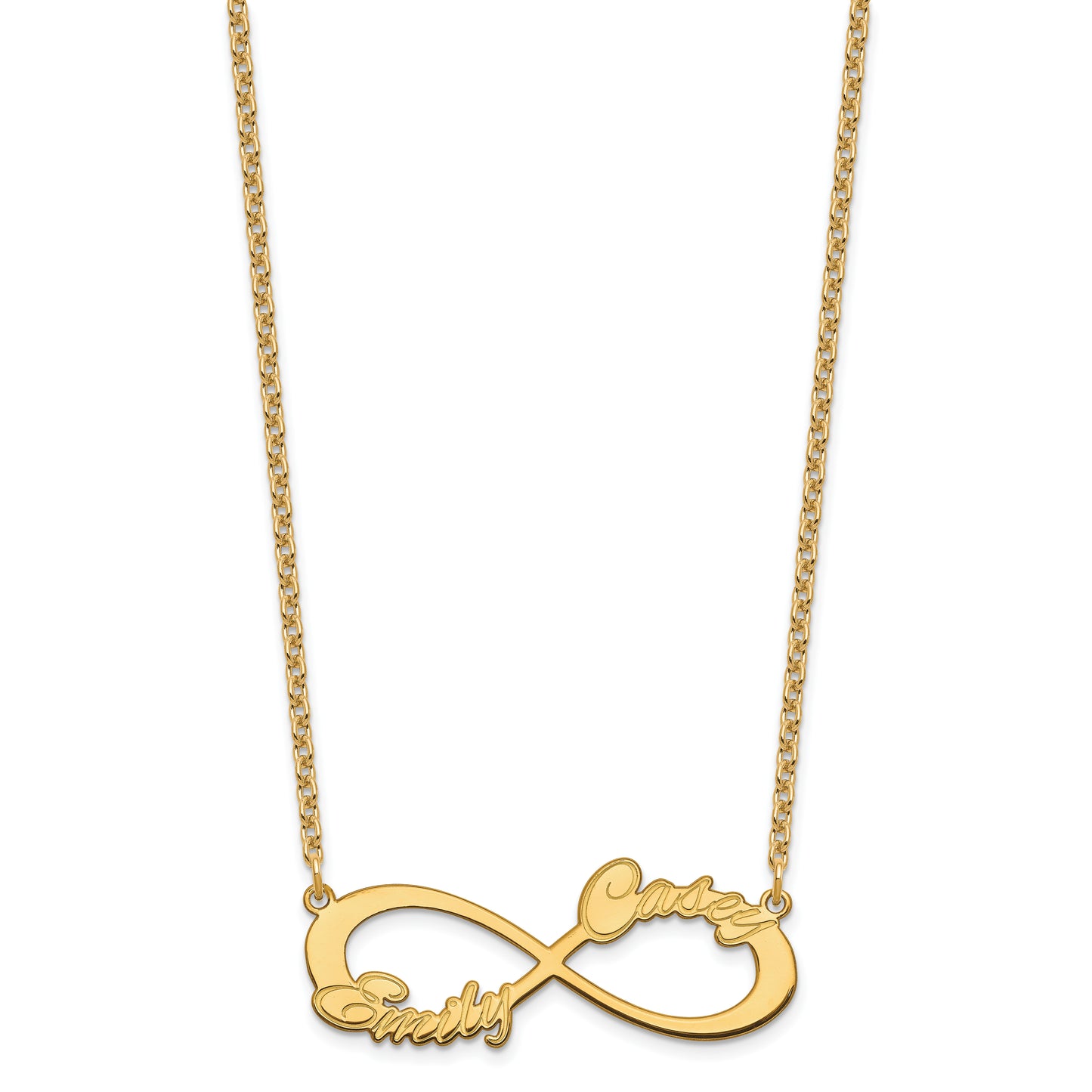 Sterling Silver Gold plated 2 Name Infinity Necklace
