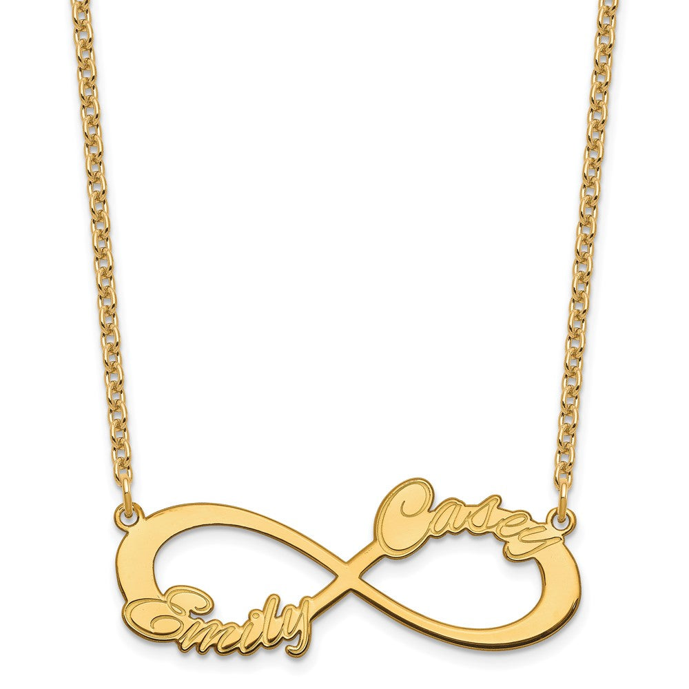 Sterling Silver Gold plated 2 Name Infinity Necklace