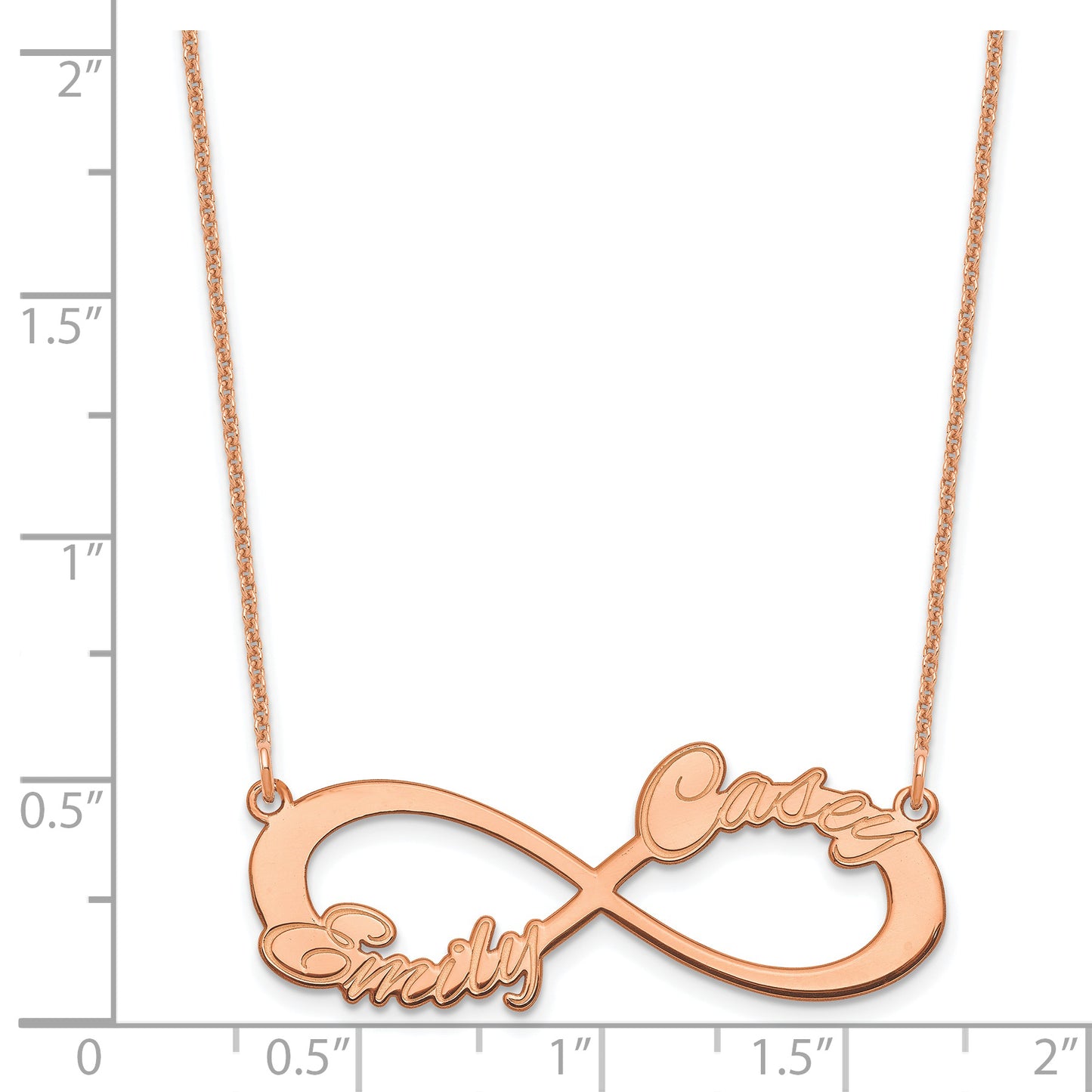 14k Rose Gold 2 Name Infinity Necklace