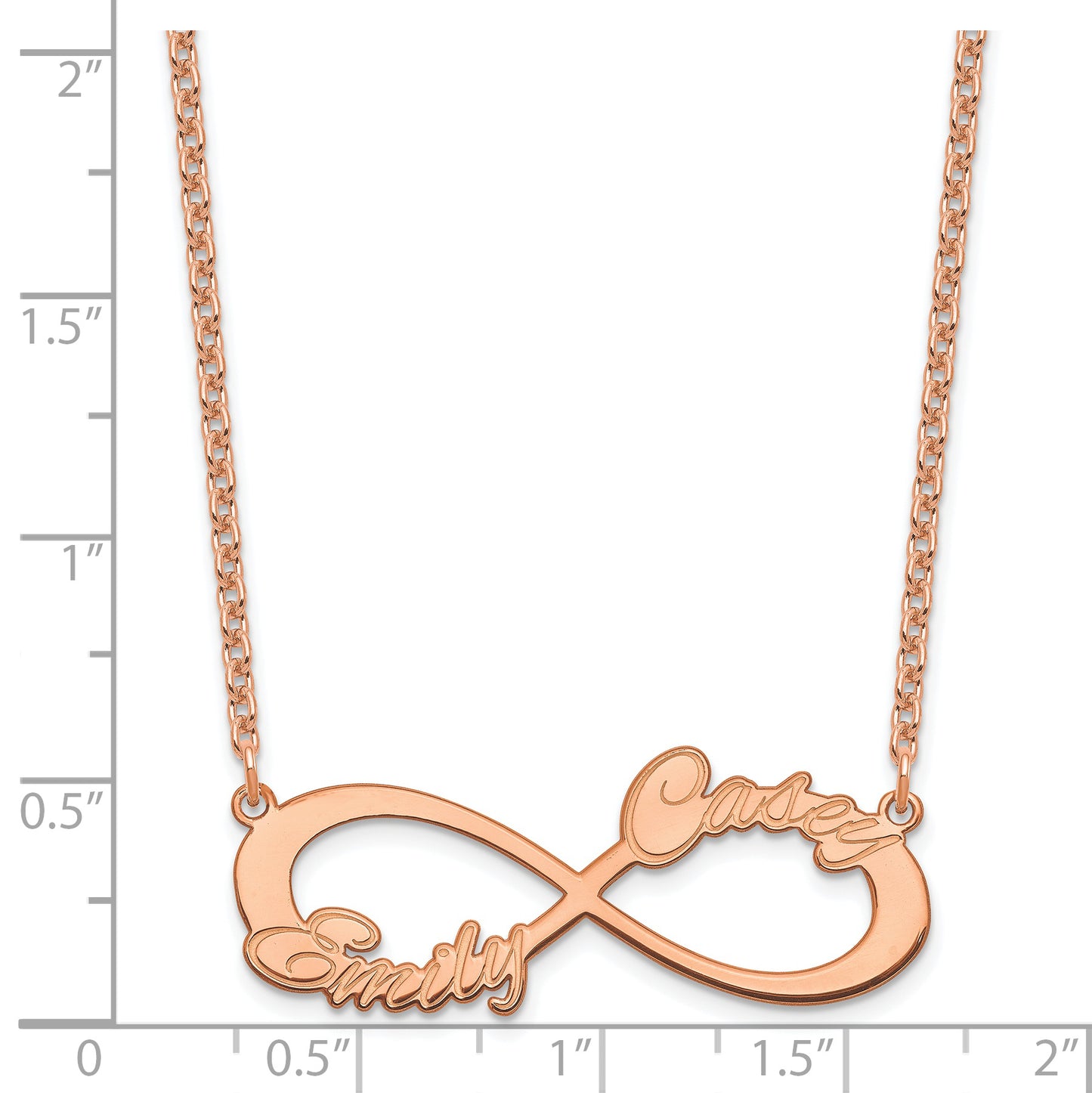 Sterling Silver Rose Gold plated 2 Name Infinity Necklace