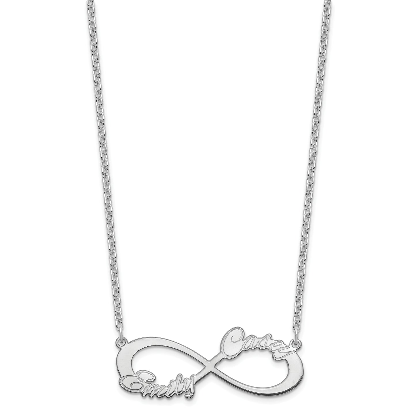 Sterling Silver Rhodium plated 2 Name Infinity Necklace