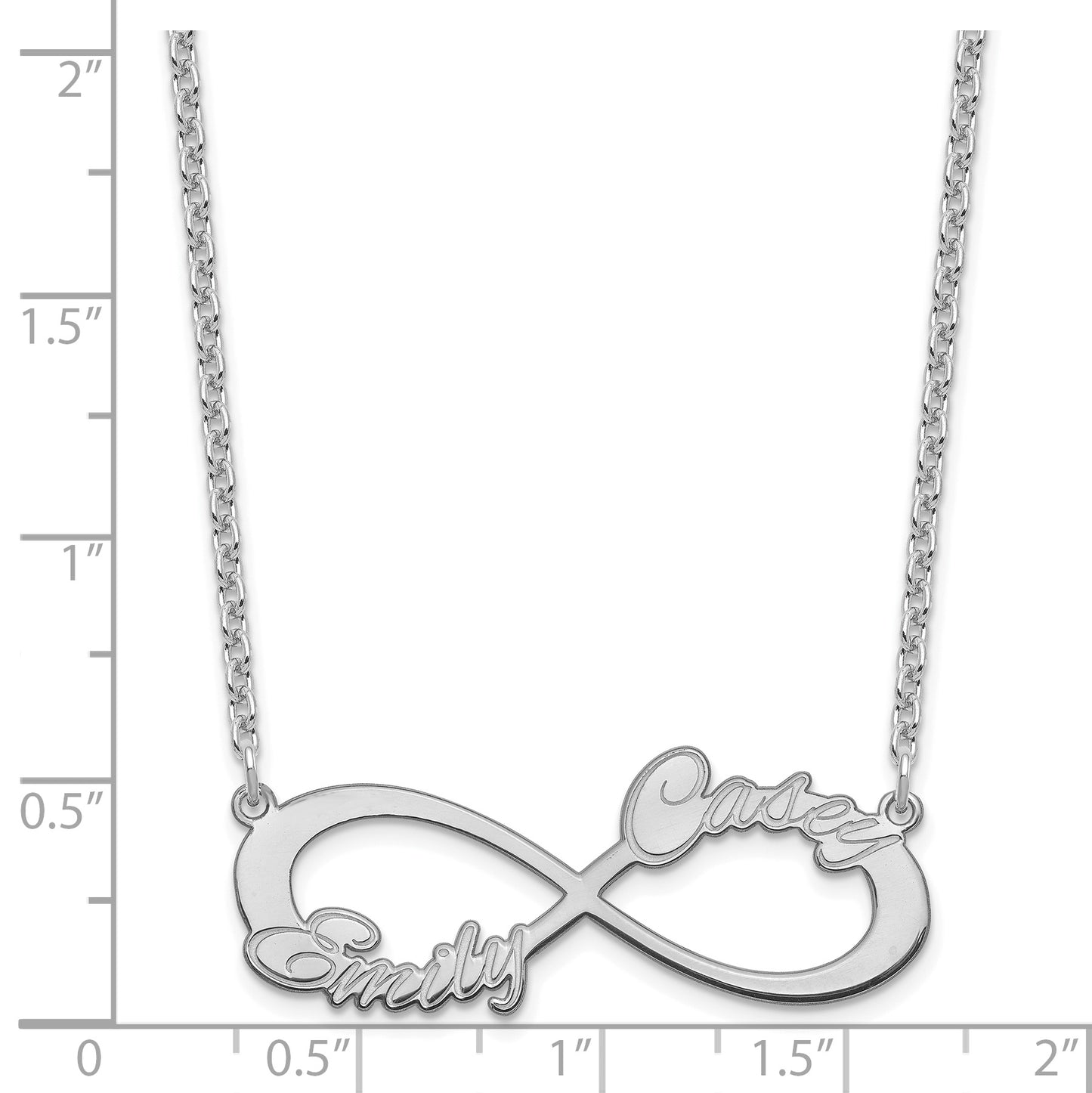 Sterling Silver Rhodium plated 2 Name Infinity Necklace