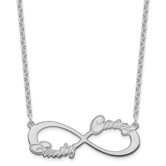 Sterling Silver Rhodium plated 2 Name Infinity Necklace