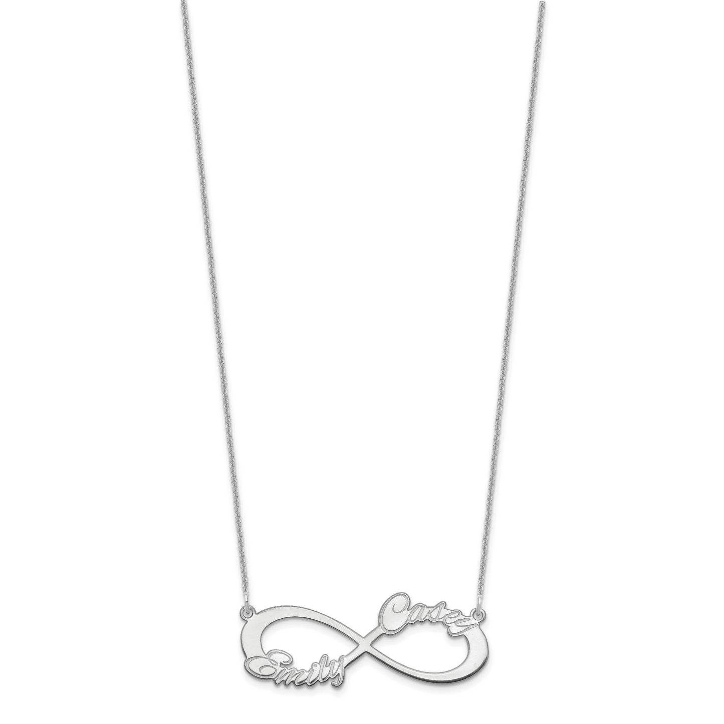 10K White Gold 2 Name Infinity Necklace