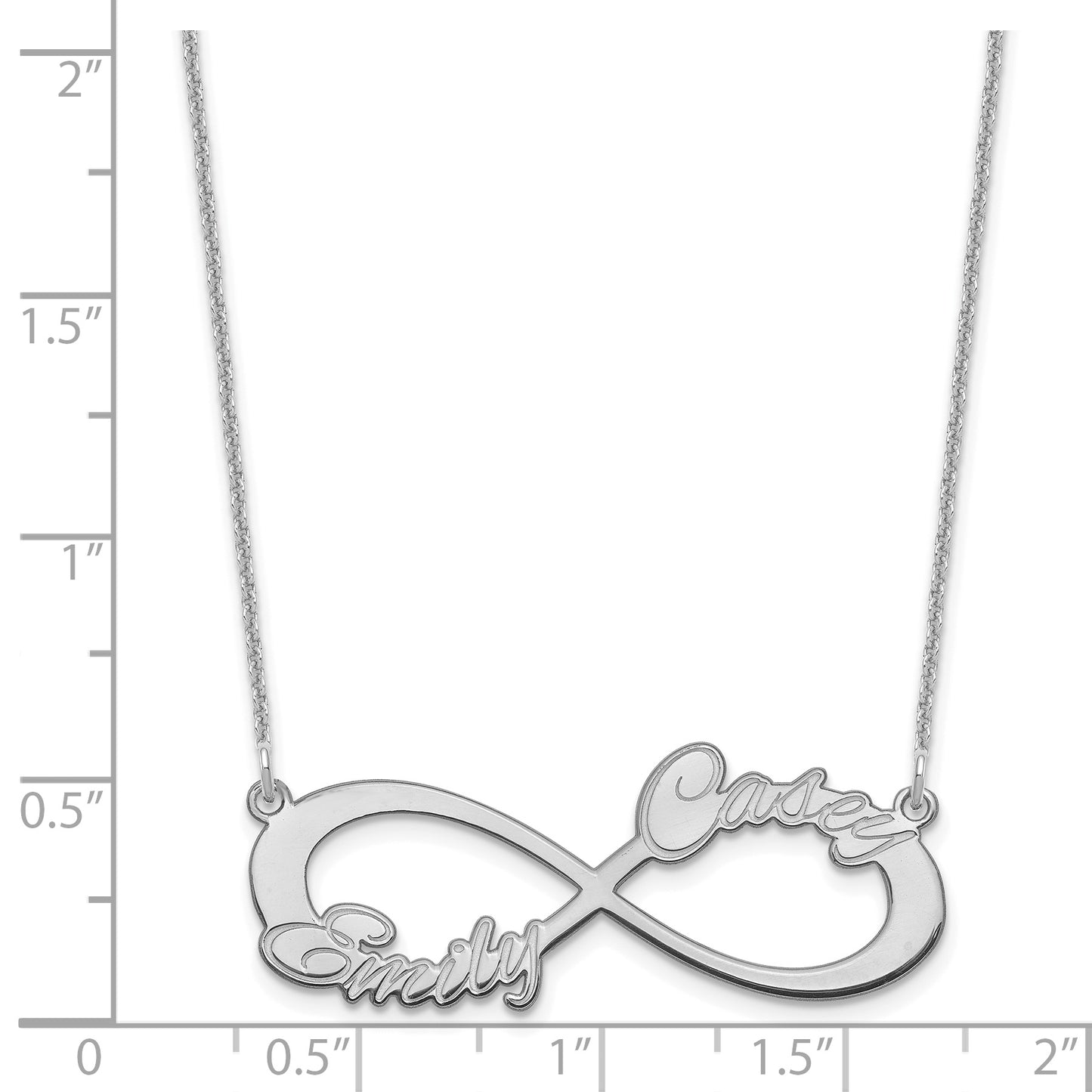 10K White Gold 2 Name Infinity Necklace