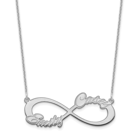 14K White Gold 2 Name Infinity Necklace