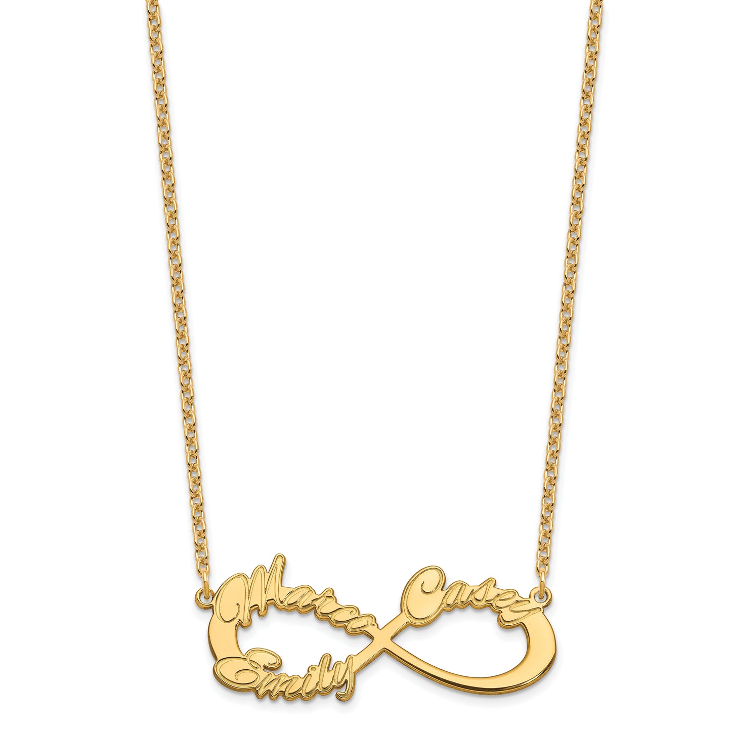 Sterling Silver Gold plated 3 Name Infinity Necklace