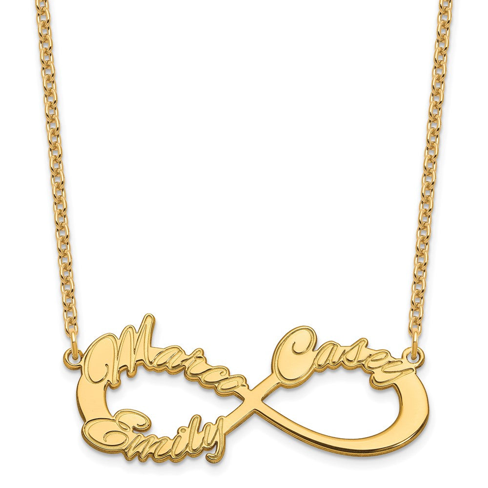 Sterling Silver Gold plated 3 Name Infinity Necklace