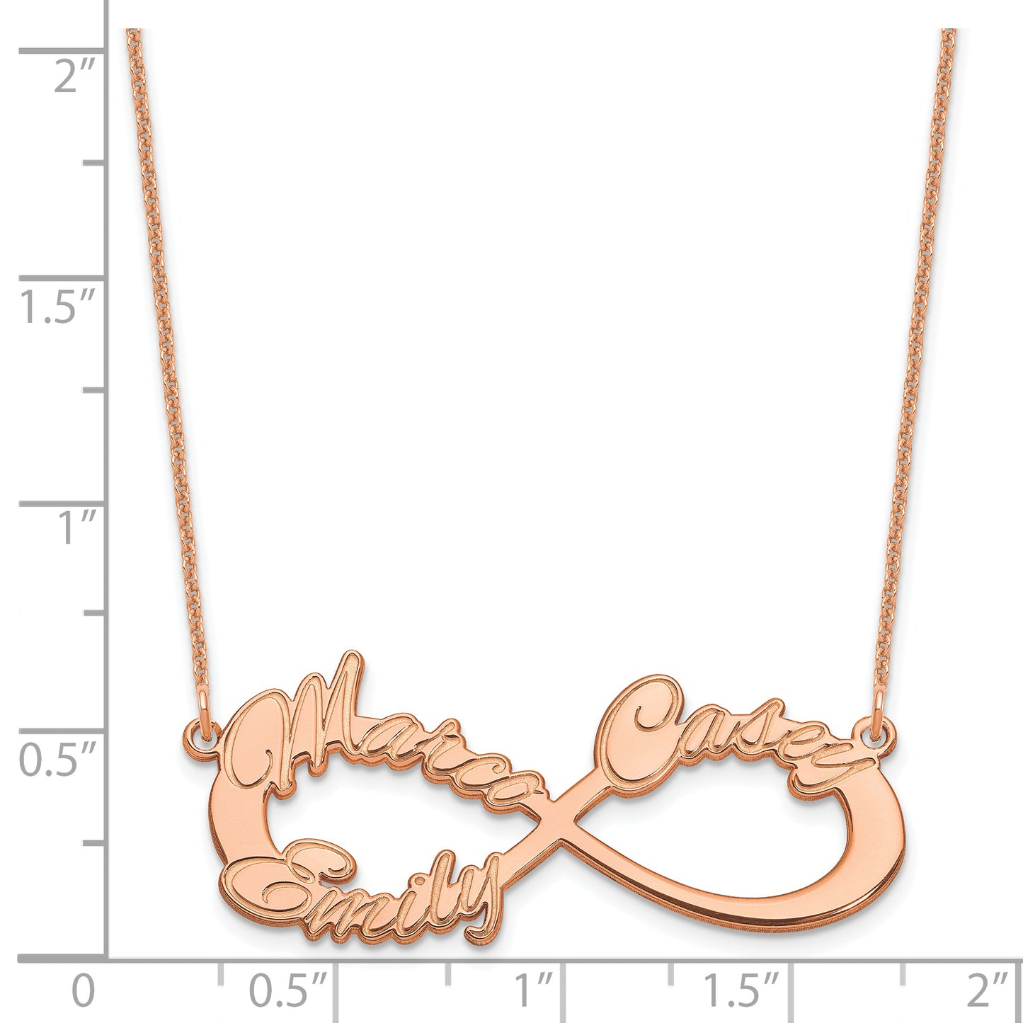 14K Rose Gold 3 Name Infinity Necklace