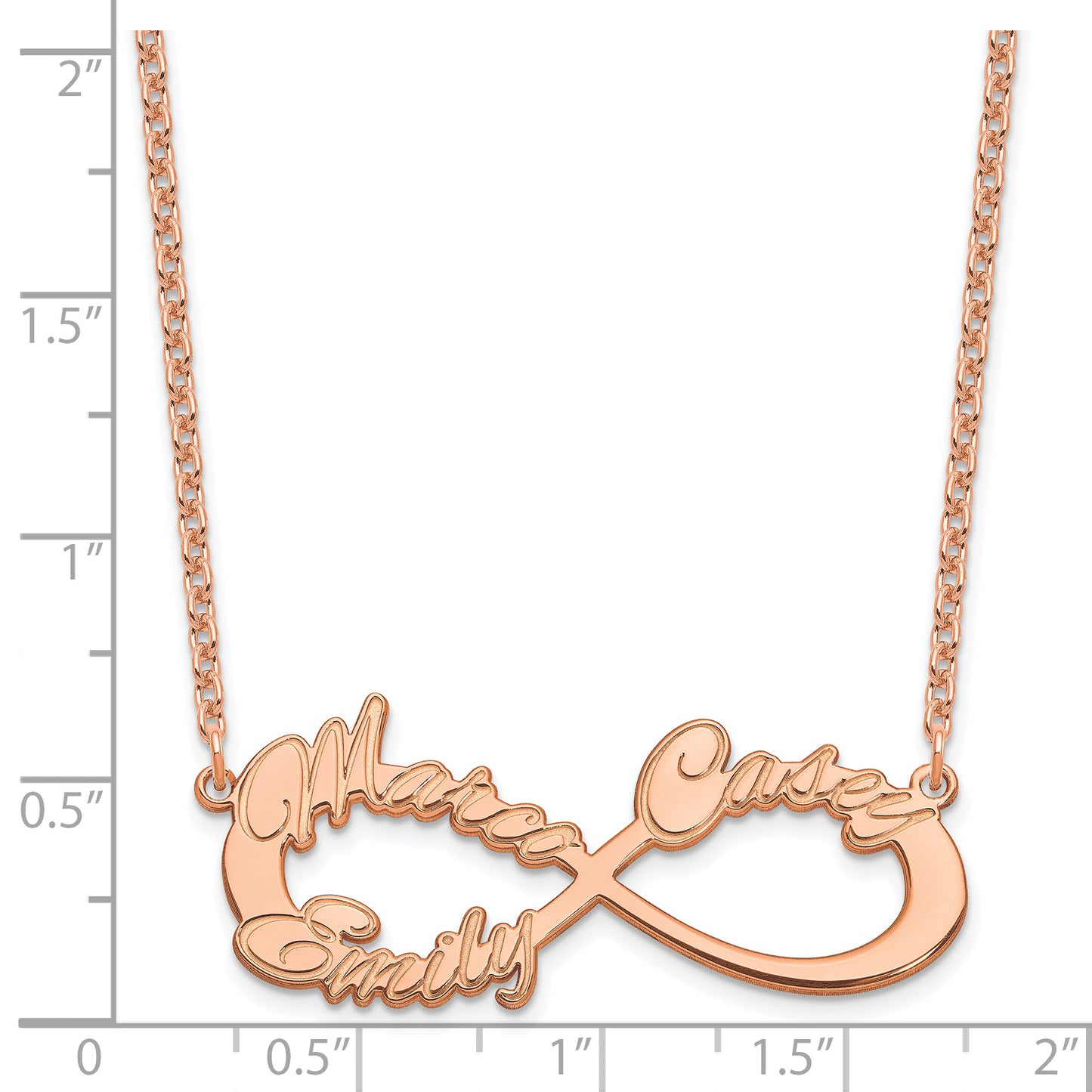 Sterling Silver Rose Gold plated 3 Name Infinity Necklace