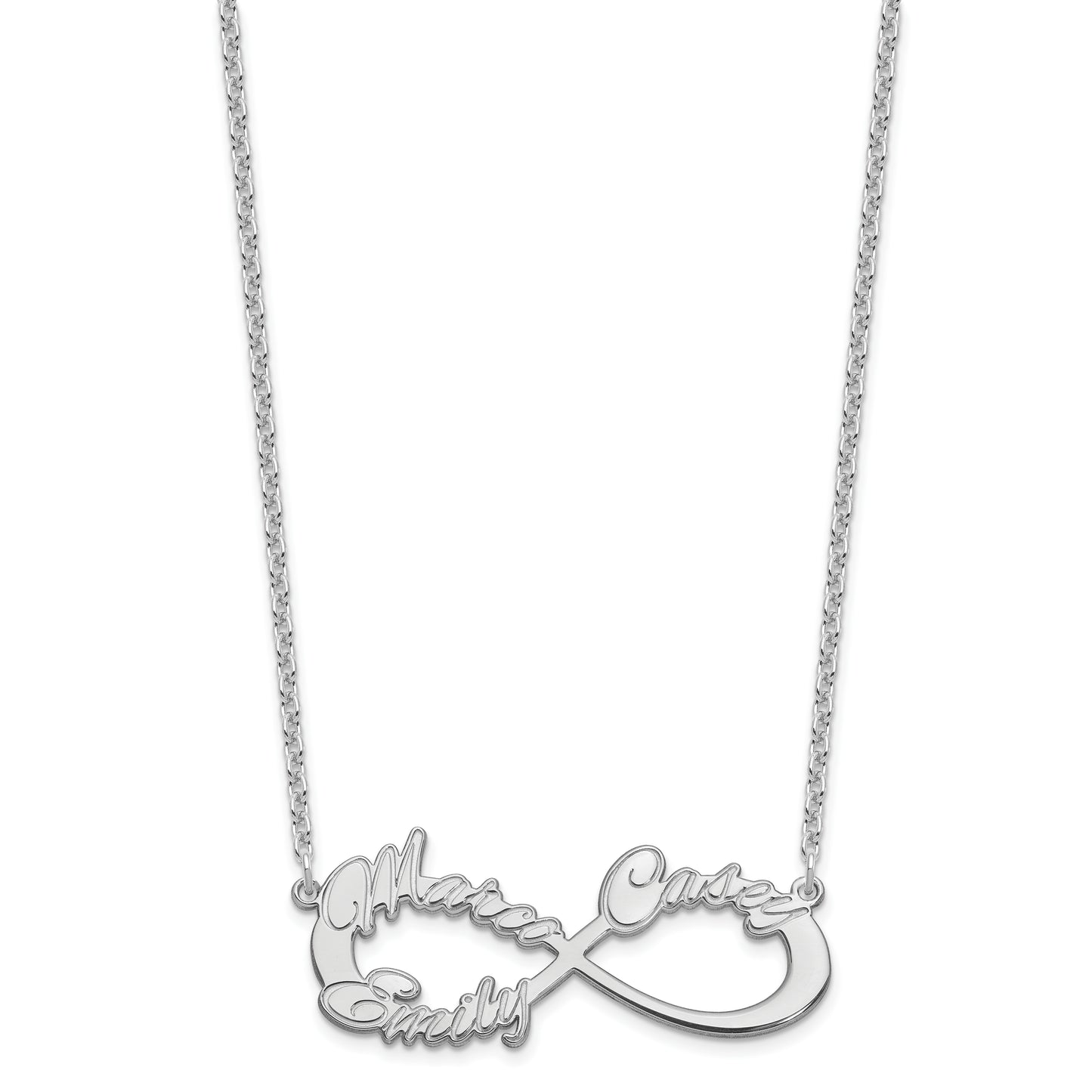Sterling Silver Rhodium plated 3 Name Infinity Necklace
