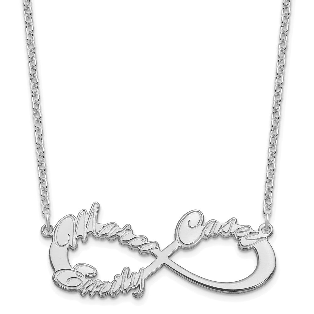 Sterling Silver Rhodium plated 3 Name Infinity Necklace