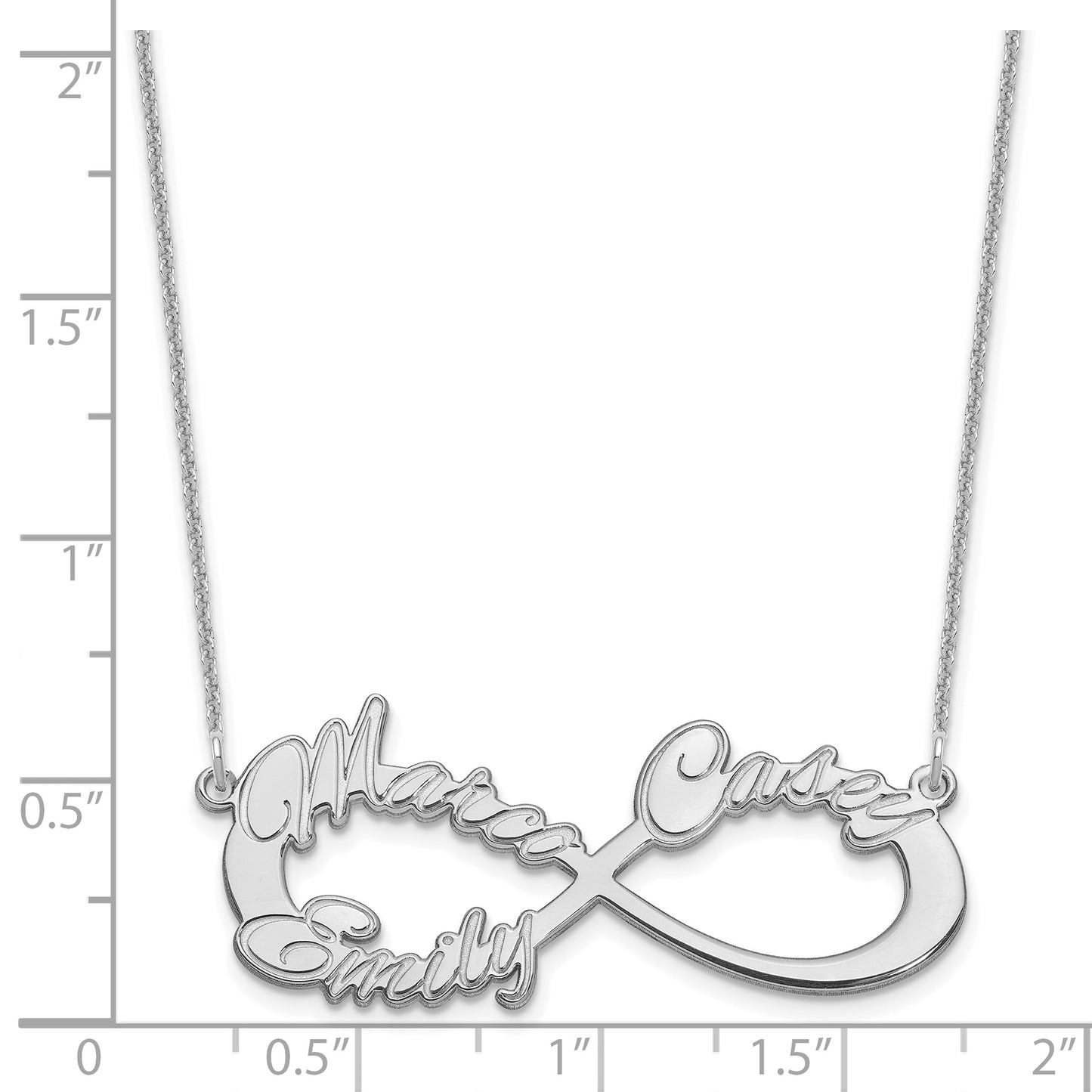 14K White Gold 3 Name Infinity Necklace