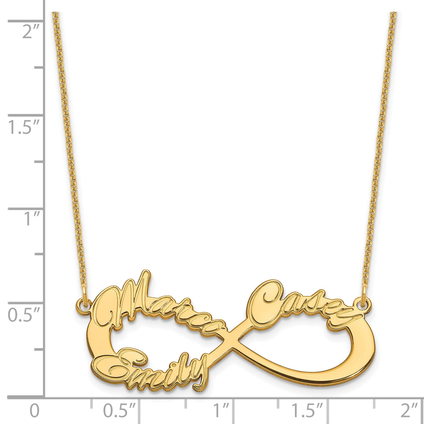 14K Yellow Gold 3 Name Infinity Necklace