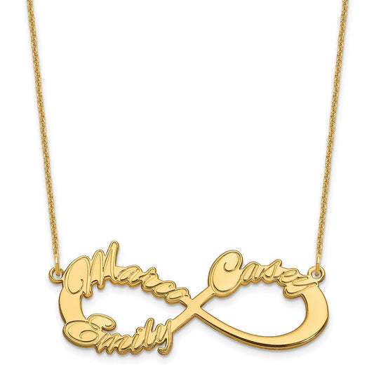 14K Yellow Gold 3 Name Infinity Necklace