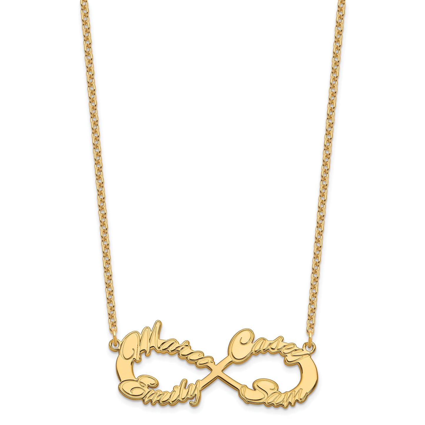 Sterling Silver Gold plated 4 Name Infinity Necklace