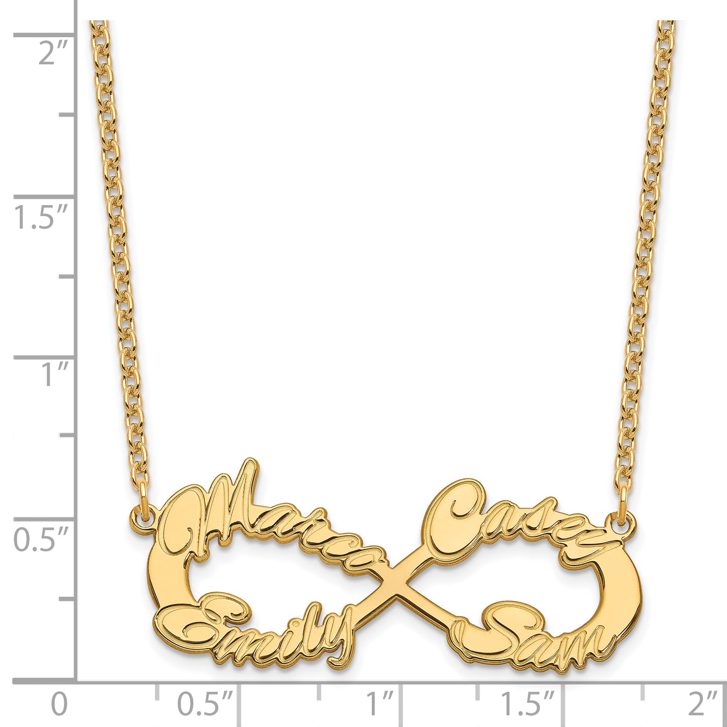 Sterling Silver Gold plated 4 Name Infinity Necklace