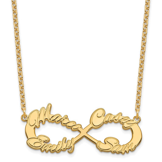 Sterling Silver Gold plated 4 Name Infinity Necklace