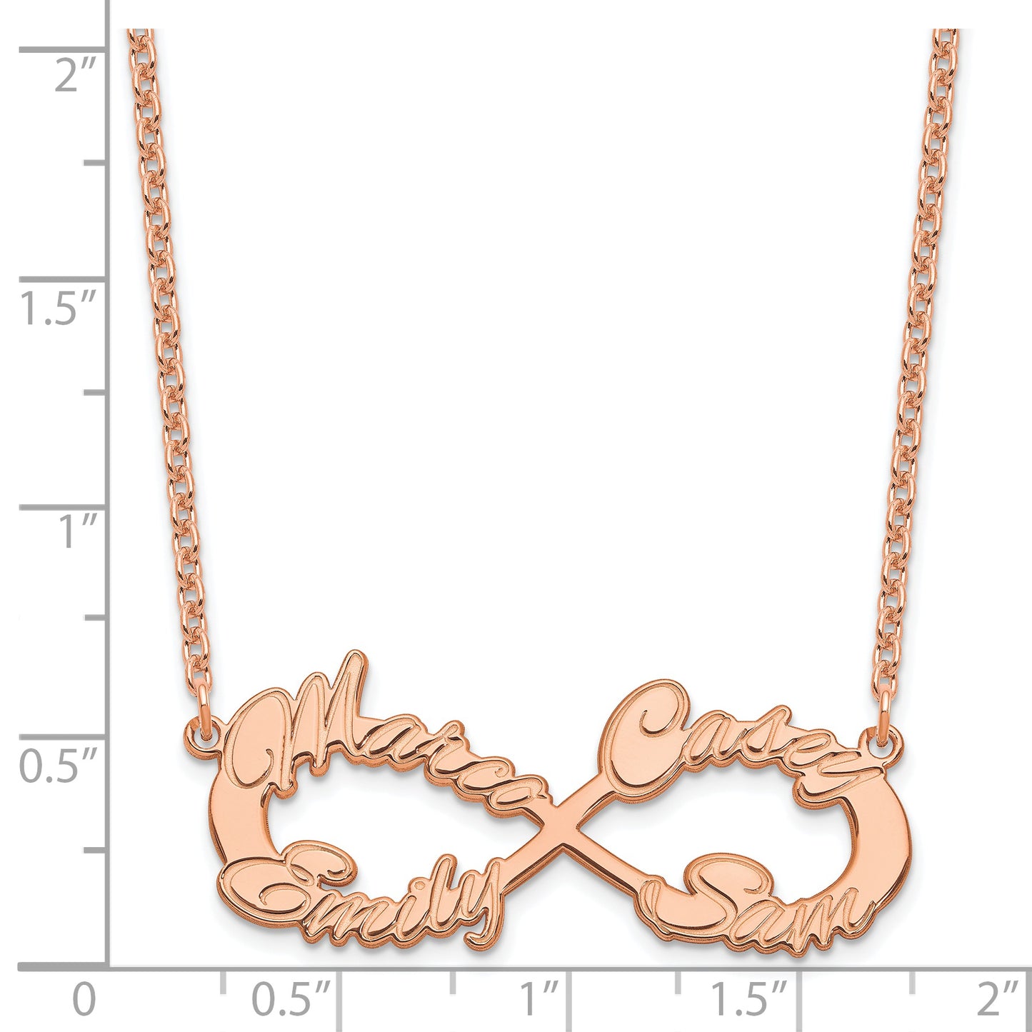 Sterling Silver Rose Gold plated 4 Name Infinity Necklace