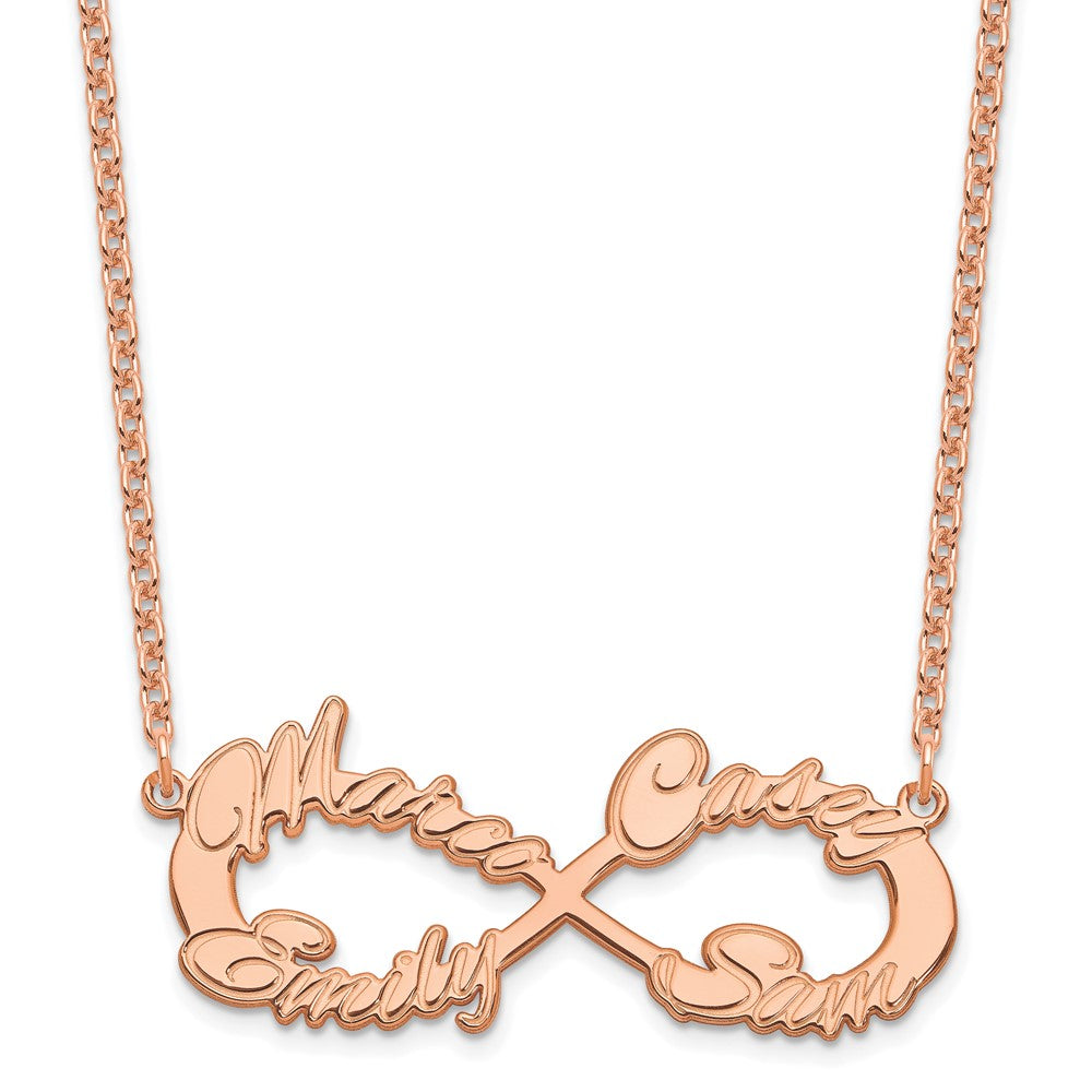 Sterling Silver Rose Gold plated 4 Name Infinity Necklace