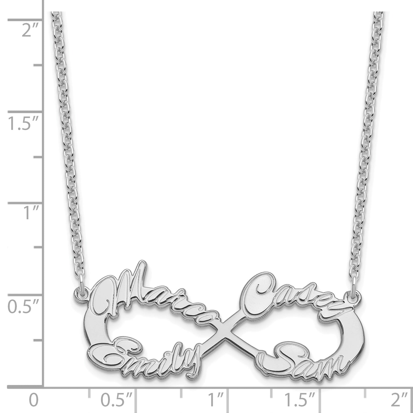 Sterling Silver Rhodium plated 4 Name Infinity Necklace