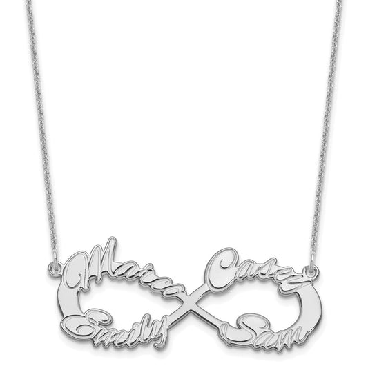 14K White Gold 4 Name Infinity Necklace