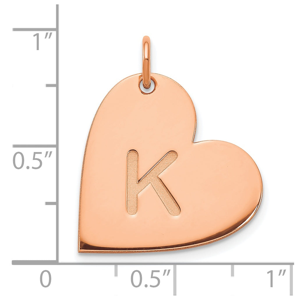 14K Rose Gold Initial Heart Charm