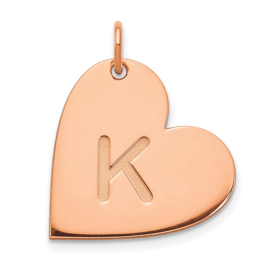 14K Rose Gold Initial Heart Charm