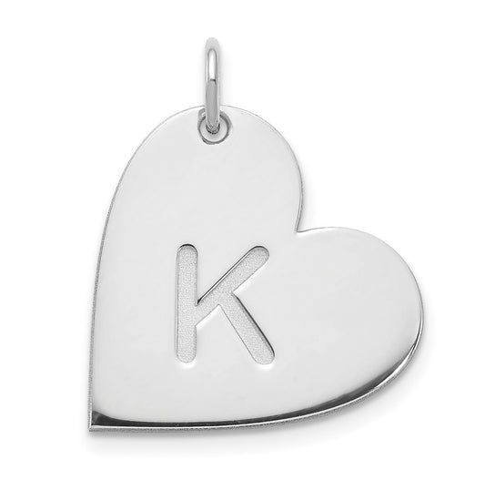 14K White Gold Initial Heart Charm