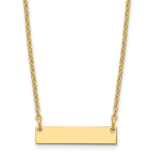 Sterling Silver Gold plated Small Polished Blank Bar Necklace