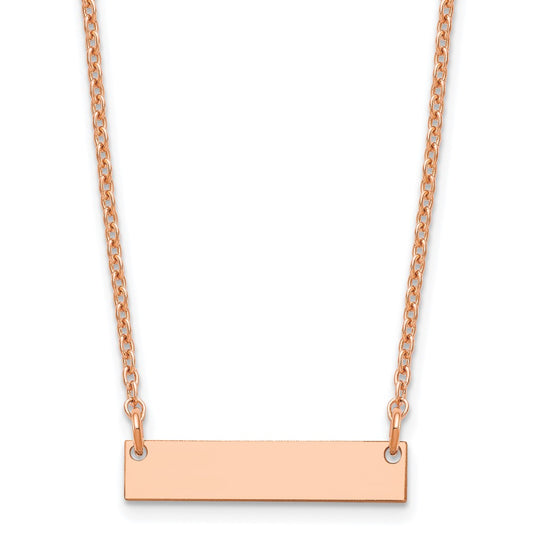 Sterling Silver Rose Gold plated Small Polished Blank Bar Necklace