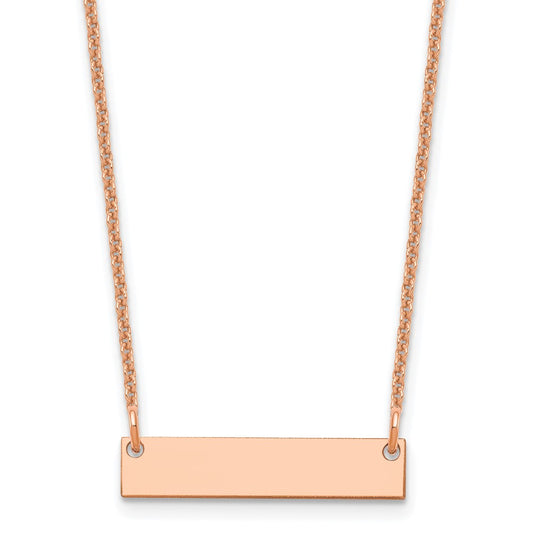 14K Rose Gold Small Polished Blank Bar Necklace