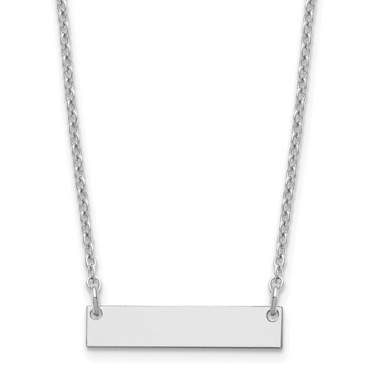 Sterling Silver Rhodium plated Small Polished Blank Bar Necklace