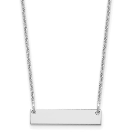 10K White Gold Small Polished Blank Bar Necklace