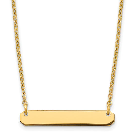 Sterling Silver Gold plated Small Polished Blank Bar Necklace