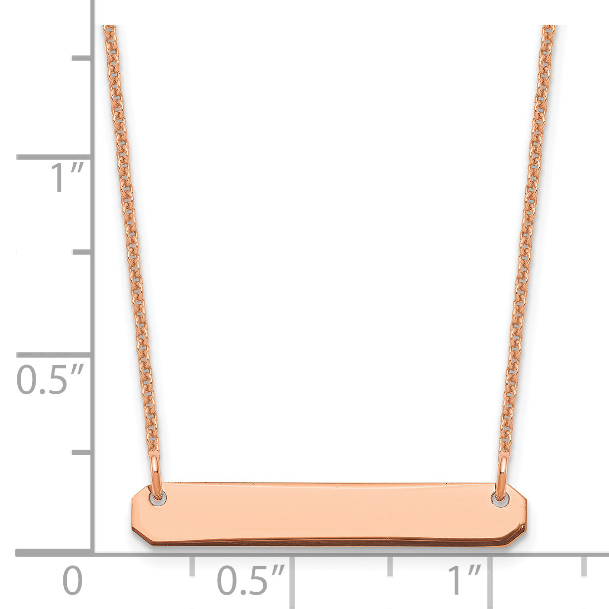 14K Rose Gold Small Polished Blank Bar Necklace
