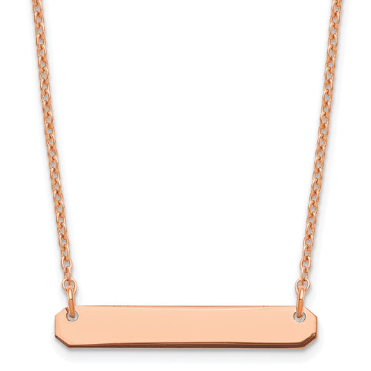 Sterling Silver Rose Gold plated Small Polished Blank Bar Necklace