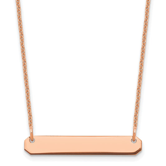 14K Rose Gold Small Polished Blank Bar Necklace
