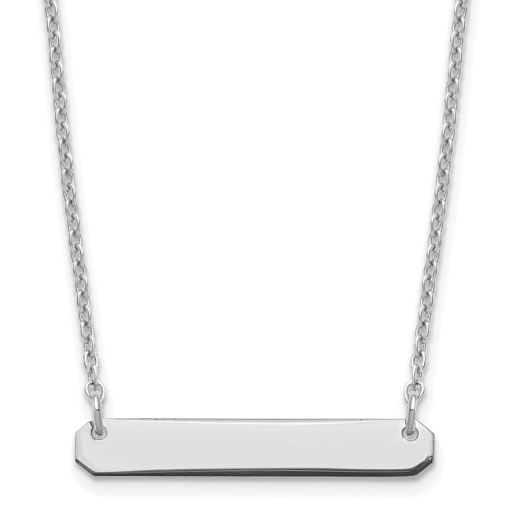 Sterling Silver Rhodium plated Small Polished Blank Bar Necklace