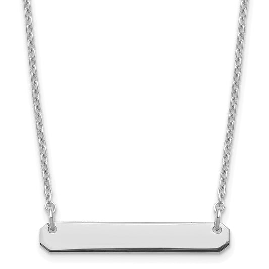 Sterling Silver Rhodium plated Small Polished Blank Bar Necklace
