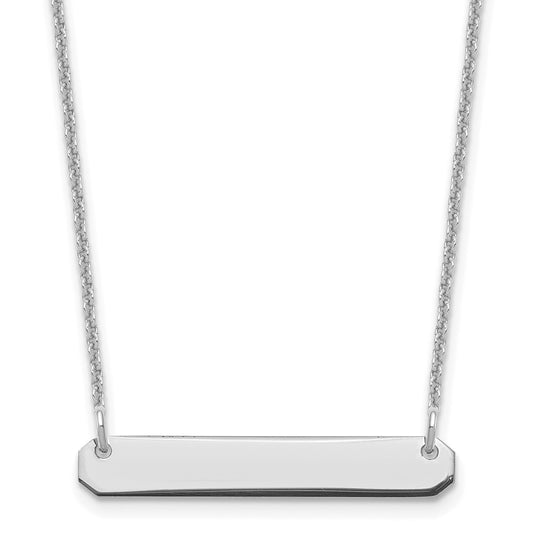 10K White Gold Small Polished Blank Bar Necklace