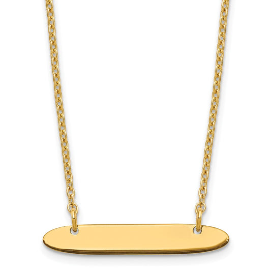Sterling Silver Gold plated Small Polished Oblong Blank Bar Necklace